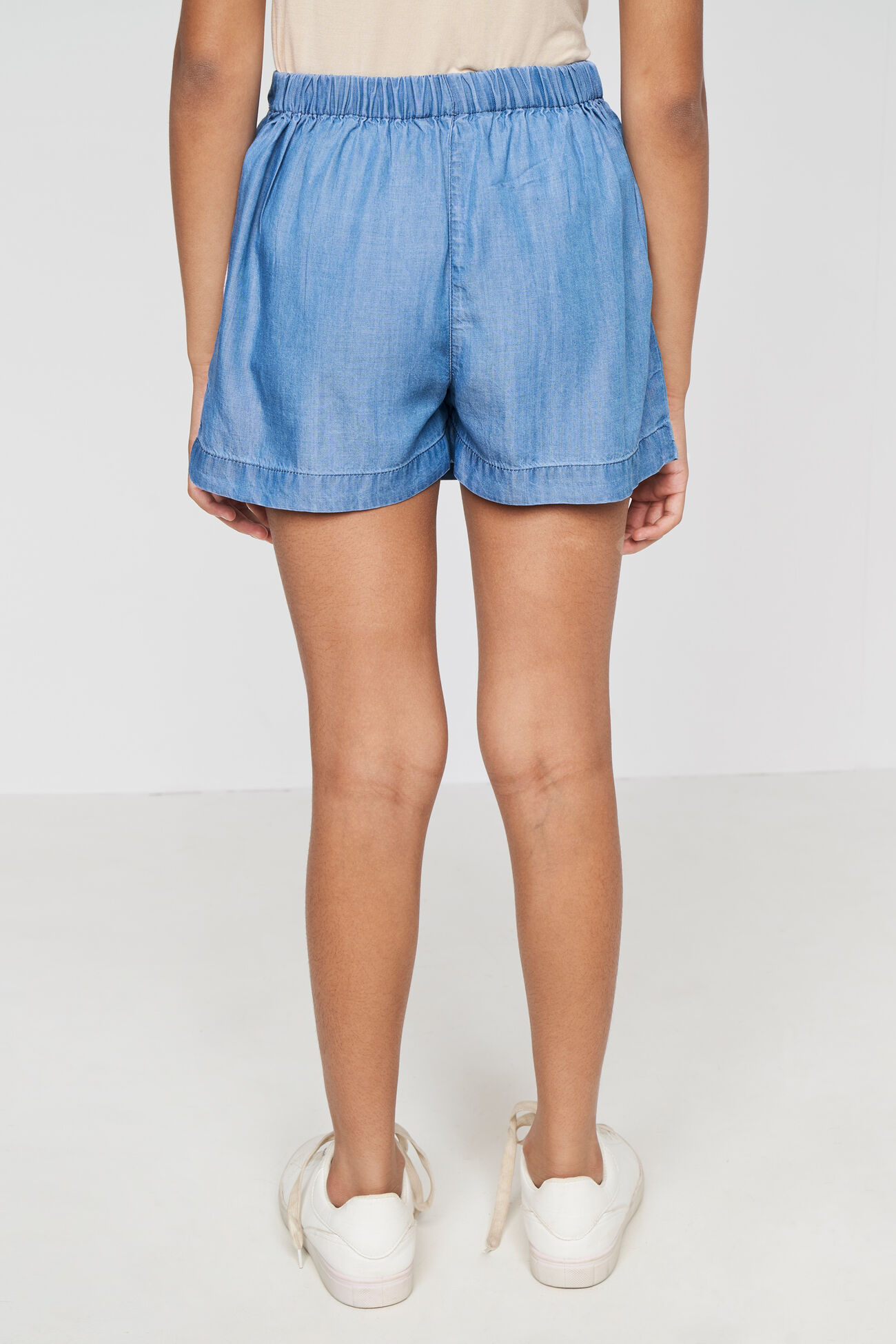 Blue Solid Flared Shorts, Blue, image 4